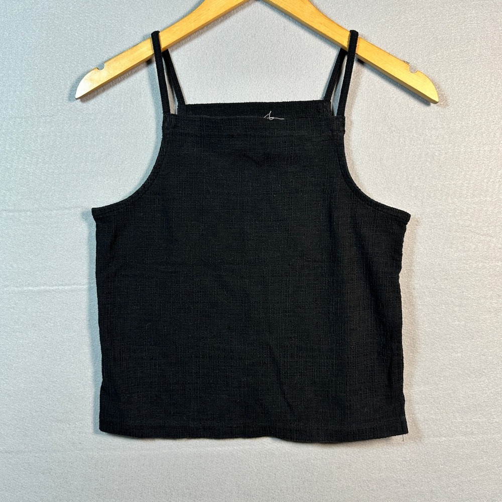 Madewell XS Black Textured High Neck Spaghetti Strap Tank Top